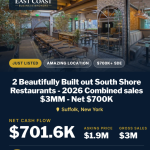2 Beautifully Built out South Shore Restaurants - 2026 Combined sales $3MM - Net $700K